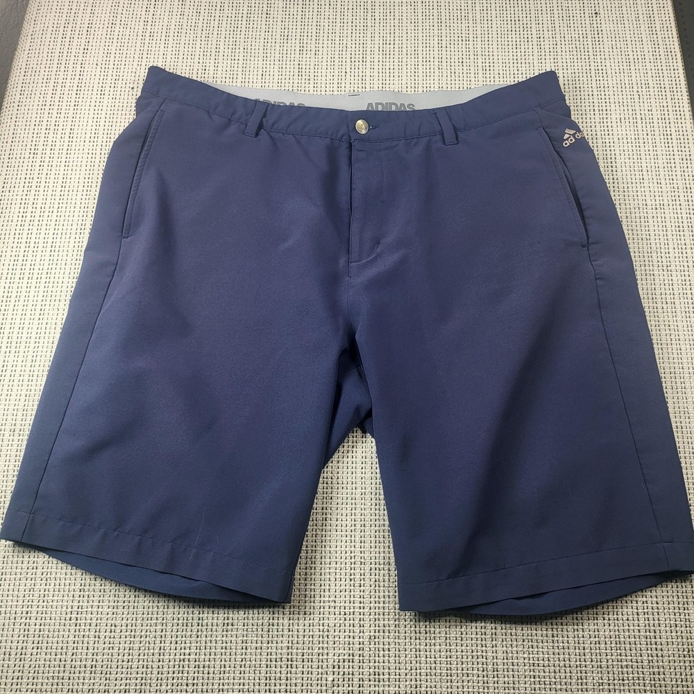 Adidas‎ Shorts Mens 38 Blue Chino Performance Microfiber 10 Inseam Casual Summer